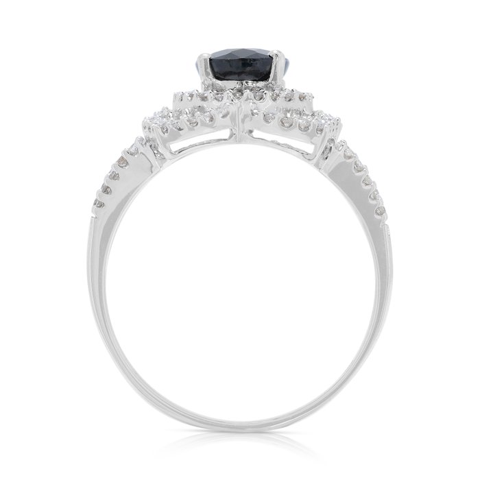 Ring - 18 kraat Hvidguld -  1.95ct. tw. Safir - Diamant