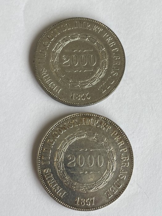 Brasilien. Pedro II (1831-1889). 2000 Reis 1855/1857 (2 monedas)  (Ingen mindstepris)