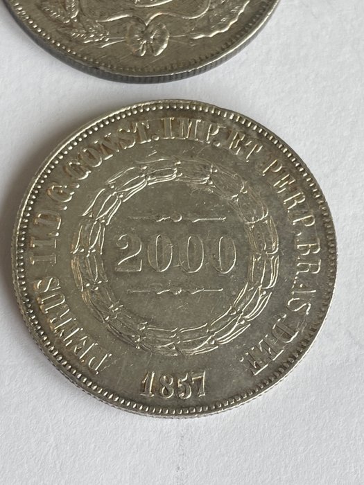 Brasilien. Pedro II (1831-1889). 2000 Reis 1855/1857 (2 monedas)  (Ingen mindstepris)