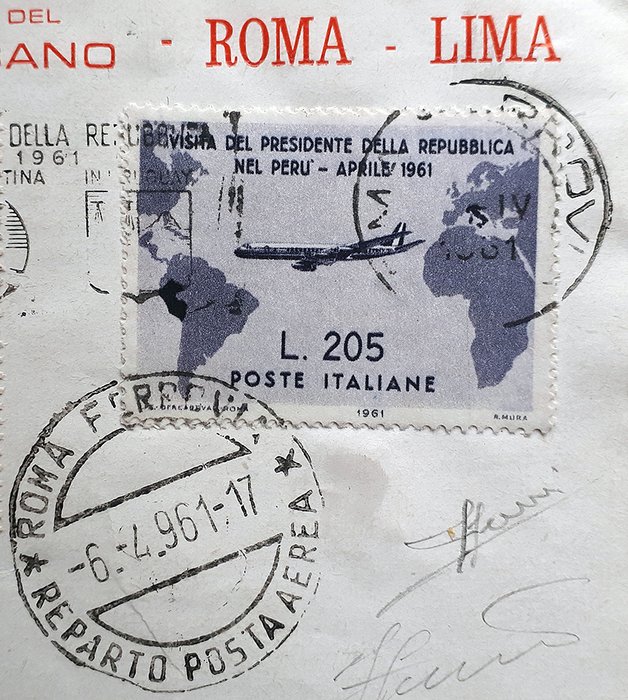 Italien 1961 - Gronchi Rosa Covered rejste til Lima med anbefalet post "Vatikanstaten"