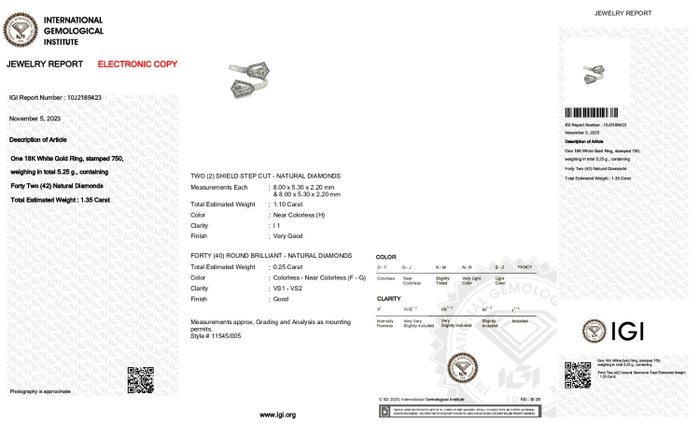 18 kraat Hvidguld - Ring - 1.35 ct Diamant