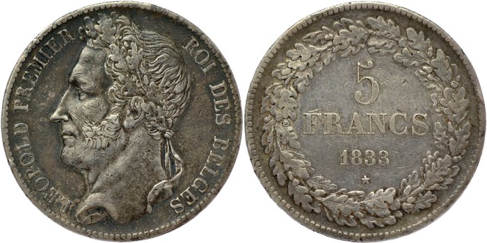 Belgien. Leopold 1.. 5 Francs 1833 - position A - HIGH QUALITY - SCARCE