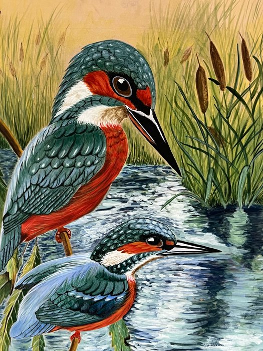 B Palmer (XX) - A study of a pair of kingfishers