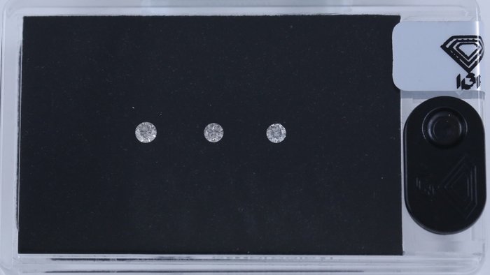 Ingen mindstepris - 3 pcs Diamant  (Natur)  - 025 ct - Rund - K L - I1 I2 - International Gemological Institute (IGI) - Forseglede æske diamanter