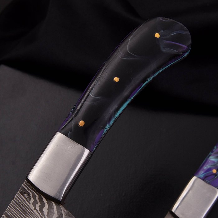 Køkkenkniv - Chef's knife - Foldet stål af 15N20 og 1095, Resin - Nordamerika