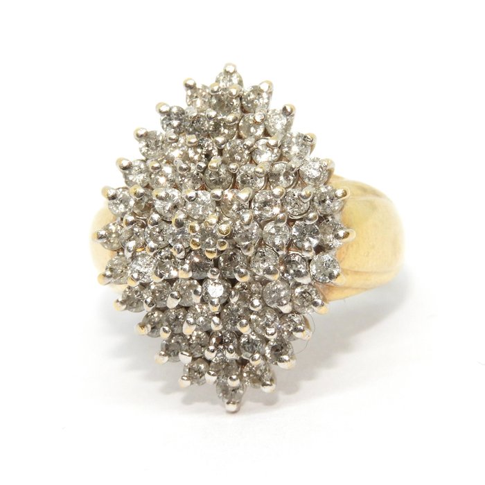 Cocktailring - 14 karat Gulguld -  2.10ct. tw. Diamant (Natur)  - underskrevet EDB