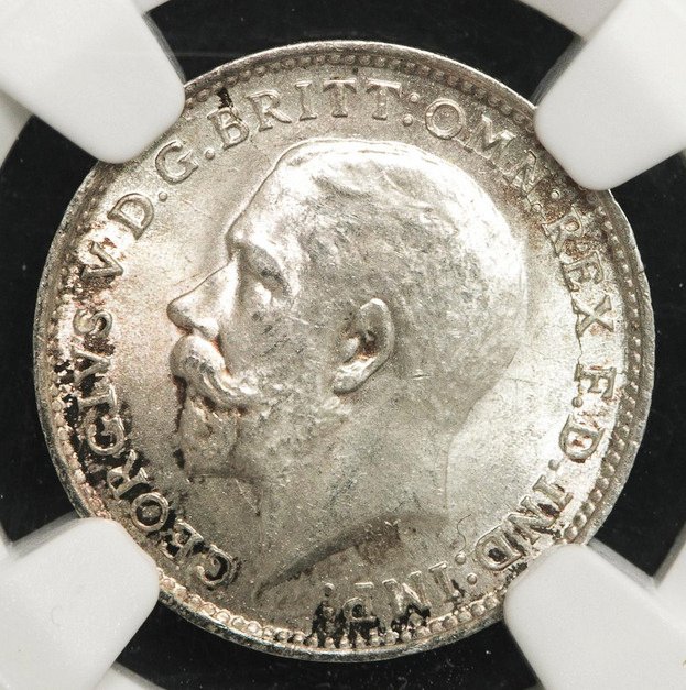 Storbritannien. Georg 5. af Storbritannien (1910-1936). 3 Pence 1916