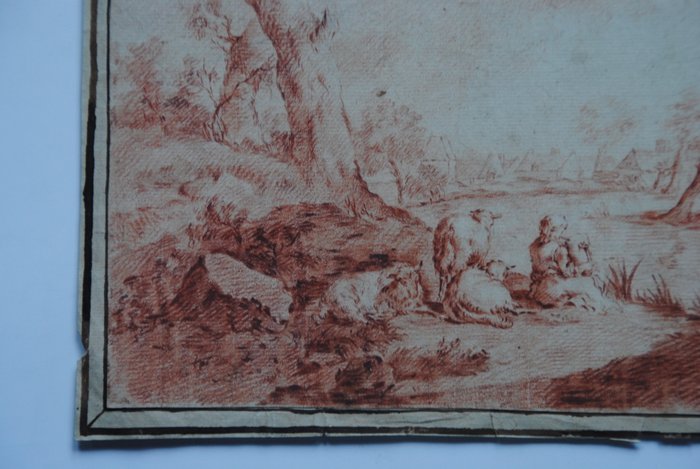 French School (XVIII) - Landscape with shepherdess