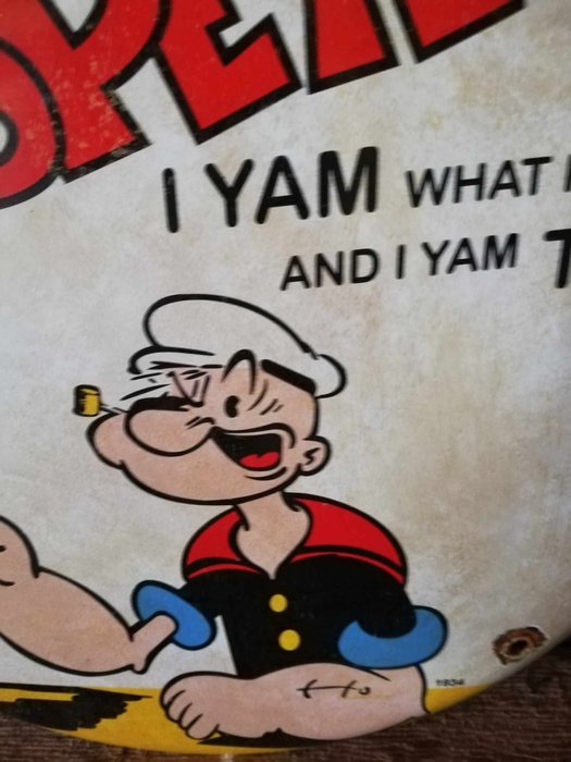 Emaljeplade - Emalje, Reklameskilt Popeye drink industriel vintage USA