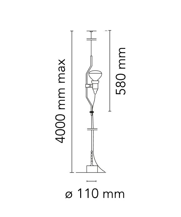 Flos - Pio Manzù Achille Castiglioni - Hængende lampe - Parentesi Hvid - Stål - On/Off