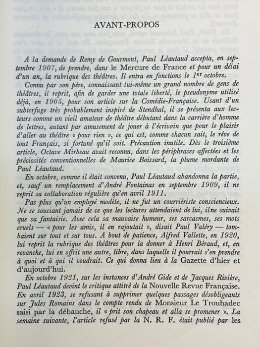 Paul Léautaud - Le Théâtre de Maurice Boissard 1907-1914  1915-1941 [EO 1/81] - 1958