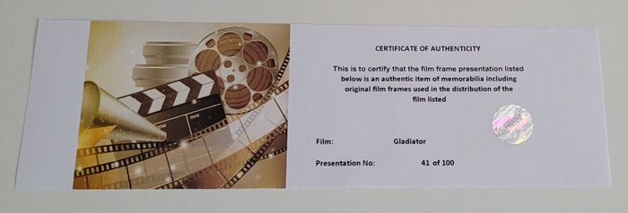 Gladiator - Framed Film Cell Display with COA