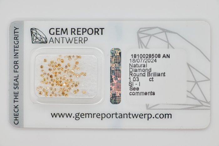 Ingen mindstepris - 1 pcs Diamant  (Naturfarvet)  - 103 ct - Rund Blandet gul - I3 SI1 - Gem Report Antwerp (GRA)