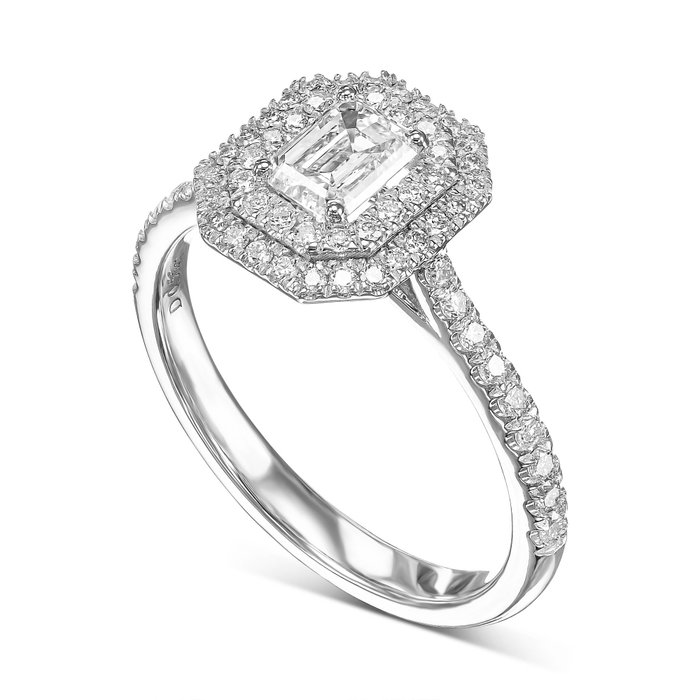 Forlovelsesring - 18 kraat Hvidguld -  089ct tw Diamant (Natur) - Diamant