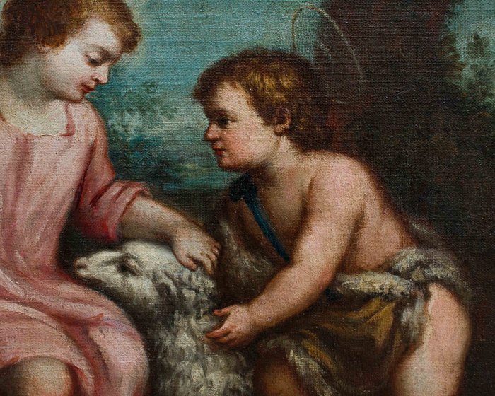 Scuola spagnola (XVIII) - San Giovannino con Gesù Bambino e angeli