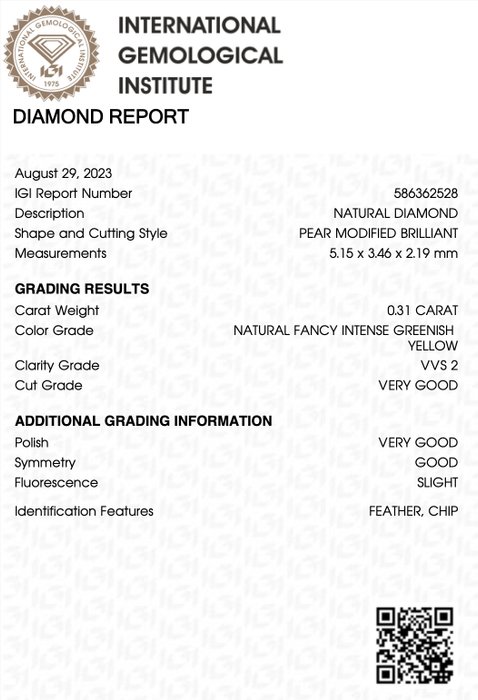 1 pcs Diamant - 0.31 ct - Pære - VVS2