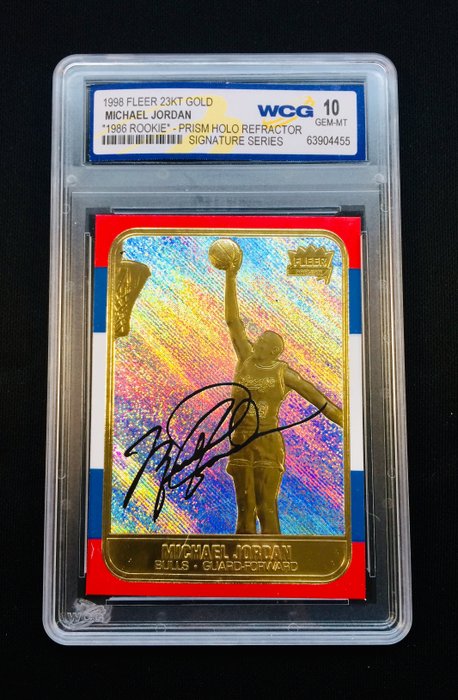 1998 - Fleer 23KT Gold - Michael Jordan - 1986 Rookie - Prism Holo Refractor - Signature Series - WCG 10 - NBA Card