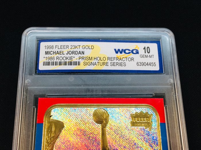 1998 - Fleer 23KT Gold - Michael Jordan - 1986 Rookie - Prism Holo Refractor - Signature Series - WCG 10 - NBA Card