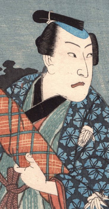 Actors Ichikawa Kodanji IV as Matsudaiya Shirobei  Bandô Takesaburô I as Matsudaiya Kogorô - 1855 - Utagawa Kunisada (1785-1865) - Japan -  Edo-perioden (1600-1868)