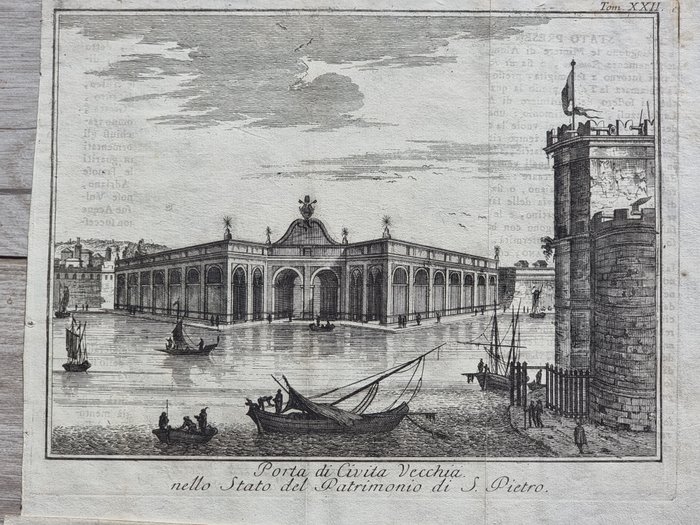 Italien - Rom; Thomas Salmon / Giovanni Battista Albrizzi - [Lot of 4] Porto di Civita Vecchia, Vestigi dell'Arco di Costantino, Vestigi del Tempio del Sole, - 1751-1760