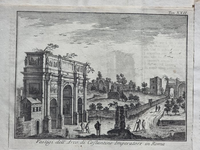 Italien - Rom; Thomas Salmon / Giovanni Battista Albrizzi - [Lot of 4] Porto di Civita Vecchia, Vestigi dell'Arco di Costantino, Vestigi del Tempio del Sole, - 1751-1760