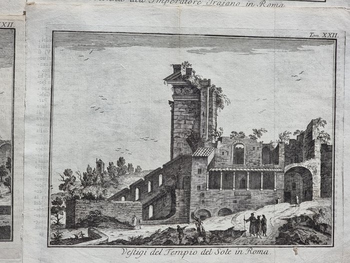 Italien - Rom; Thomas Salmon / Giovanni Battista Albrizzi - [Lot of 4] Porto di Civita Vecchia, Vestigi dell'Arco di Costantino, Vestigi del Tempio del Sole, - 1751-1760