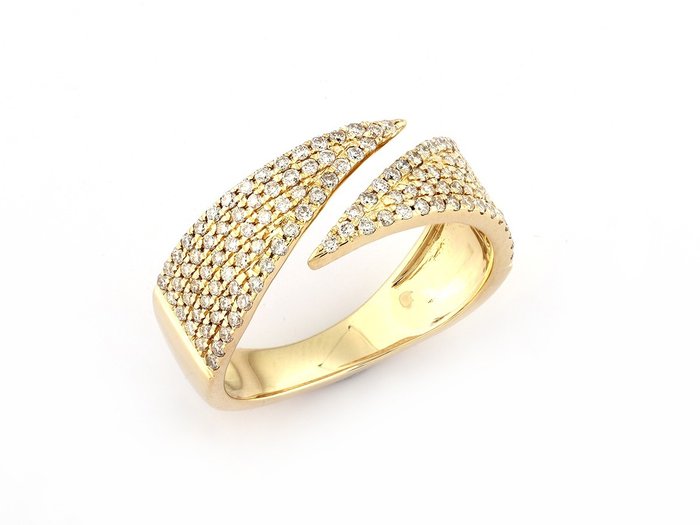 Ring - 14 karat Gulguld -  057ct tw Diamant (Natur)