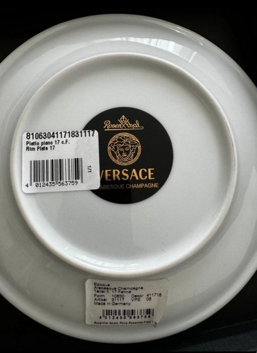 Rosenthal - Versace - Fad - arabesque champagne - Porcelæn