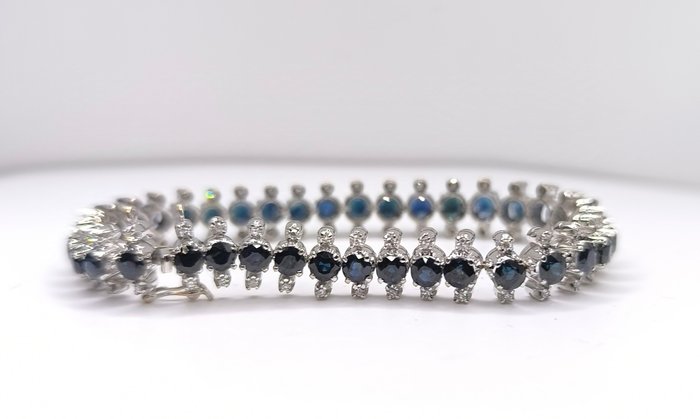 Armbånd - 18 kraat Hvidguld -  950ct tw Safir - Diamant