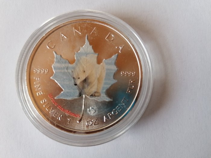 Canada. 5 Dollars 2014 Canadian Wildlife - Maple leaf Series - Polar Bear + Orca, 2x1 Oz (.999)