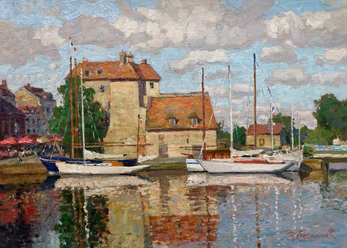 Sergei Nebessikhine (1964-) - Honfleur - Jour de Soleil au Vieux Port