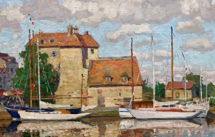 Sergei Nebessikhine (1964-) - Honfleur - Jour de Soleil au Vieux Port