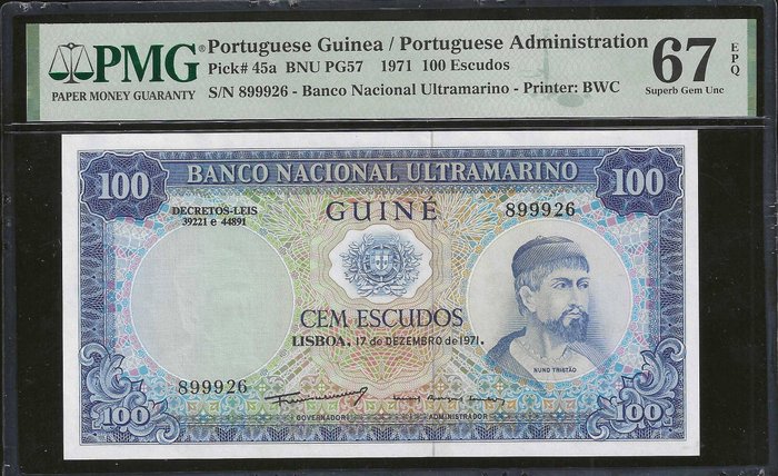 Portugisisk Guinea. - 100 Escudos 1971 - Pick 45a  (Ingen mindstepris)