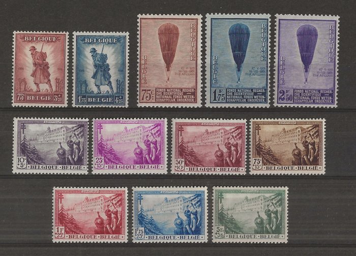 Belgien 1932 - Infanteri Ballon Piccard og De Dennen - OBP/COB 351/52 353/55 en 356/62