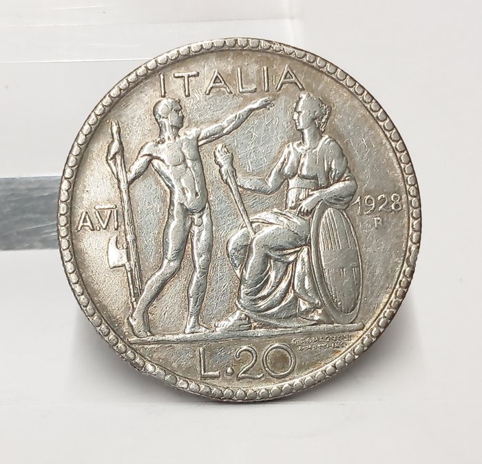 Italien Kongeriget Italien Vittorio Emanuele III di Savoia (1900-1946) 20 Lire Silber 1928 Jahr IV