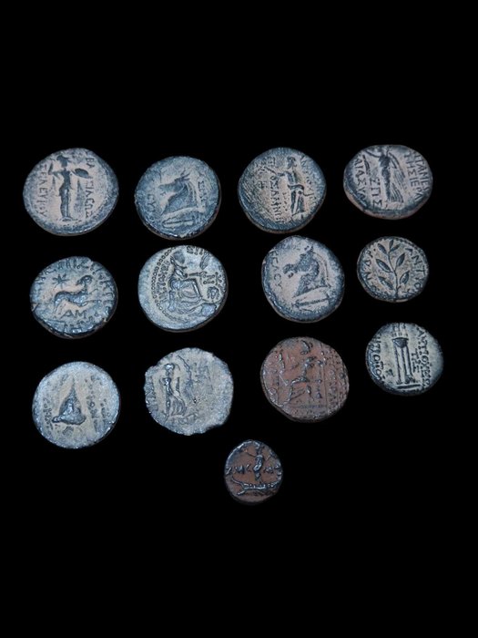 Antikken. Lot of 13 Coins 312 BC - 80 BC/ Including Seleucids  Seleucids and Pieria  (Ingen mindstepris)