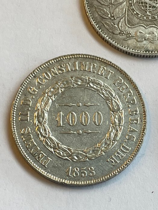 Brasilien. Pedro II (1831-1889). 1000 Reis 1852/1854 (3 monedas)  (Ingen mindstepris)