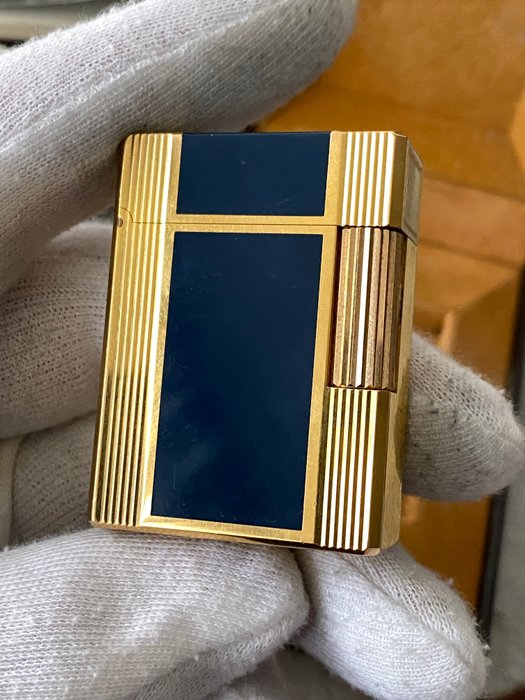 S.T. Dupont - Rare Small Ligne 1 Blue Laque de Chine - Lighter - Forgyldt