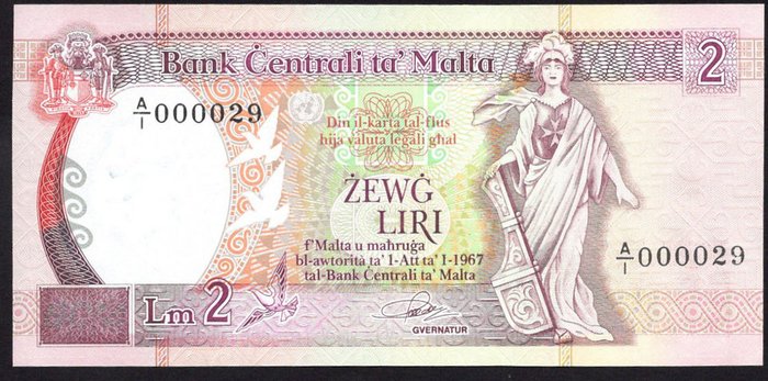 Malta - 2 x 2 and 5 Lira - Various Dates  (Ingen mindstepris)