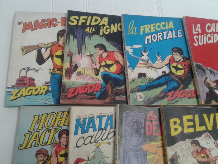 Zagor Zenith Gigante nn. 94-99-104-105-108-109-113-114-117 - Originali da 200 lire - 9 Comic - Første udgave - 1969