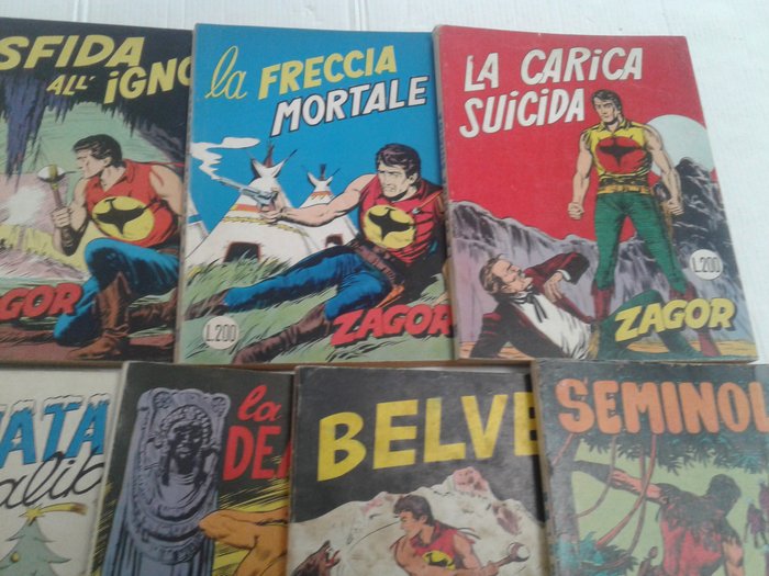 Zagor Zenith Gigante nn. 94-99-104-105-108-109-113-114-117 - Originali da 200 lire - 9 Comic - Første udgave - 1969