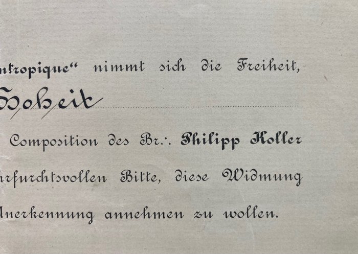 Max Goldenberg (Meister vom Stuhl) - Die g.u.v. Loge Philanthropique nimmt sich die Freiheit Euer königlichen Hoheit ein Exemplar der - 1890