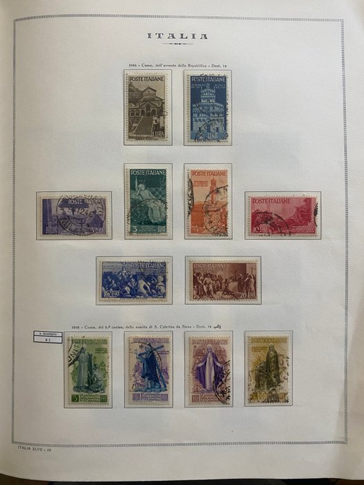 Den Italienske Republik 1945/2000 - Komplet italiensk rep.-samling med tjenester, herunder gymnastikserier på postkort signeret DIENA