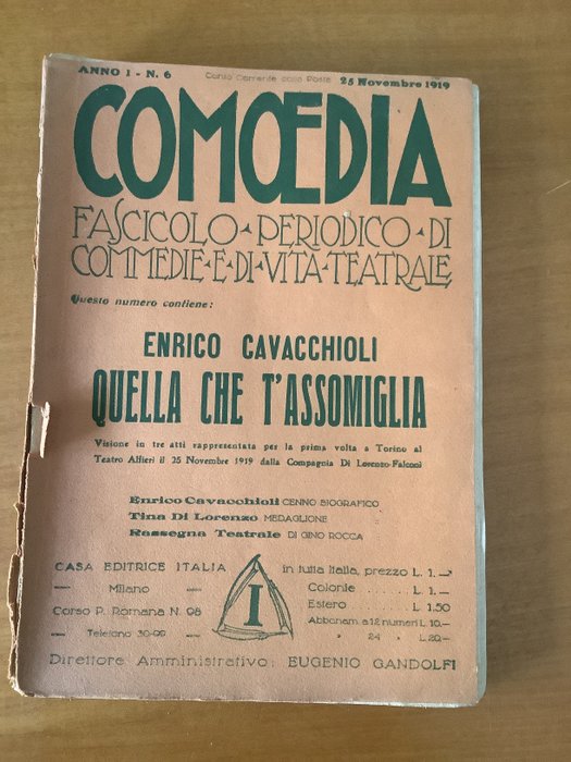 Luigi Pirandello / Giuseppe Adami / Luigi Antonelli / Enrico Cavacchioli - Comoedia, fascicolo periodico di commedie e di vita teatrale - 1919