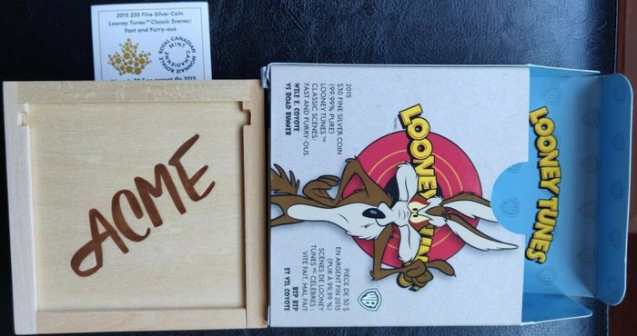 Canada 30 Dollars 2015 Looney Tunes - Wile E Coyote vs Road Runner 2 Oz (999)