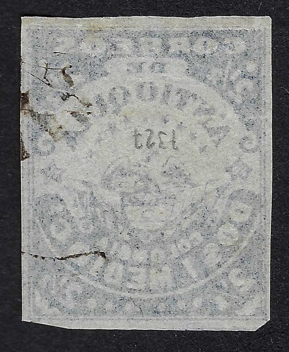 Colombia 1875/76 - Antioquia Coat of the Arms 2-1/2c Blå på pelure papir - Yvert N. 22a