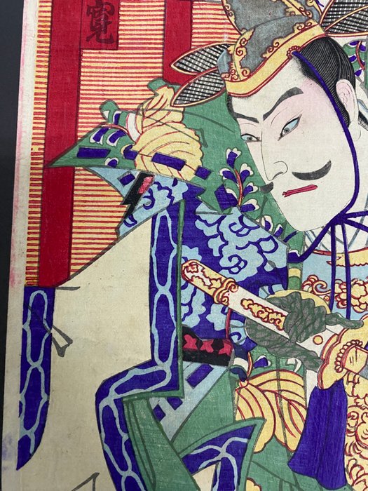 Kabuki actor Arashi Rikan IV as Toyotomi Hideyoshi - 1882 - Toyohara Yōshū Chikanobu 楊洲周延 (1838-1912) - Japan -  Meiji-perioden (1868-1912)