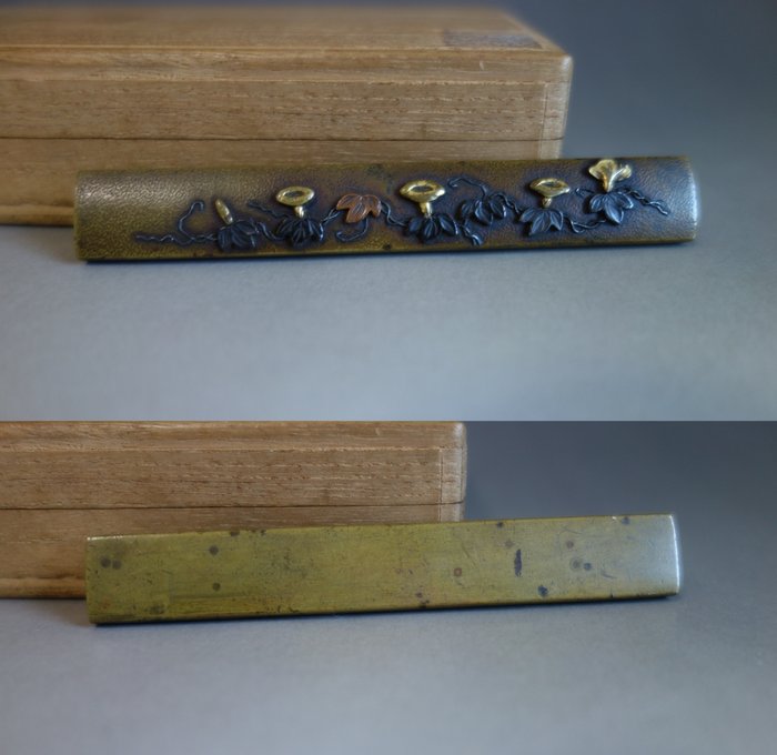 Kozuka morning glory guldindlæg - Messing - Japan - Sene Edo-periode