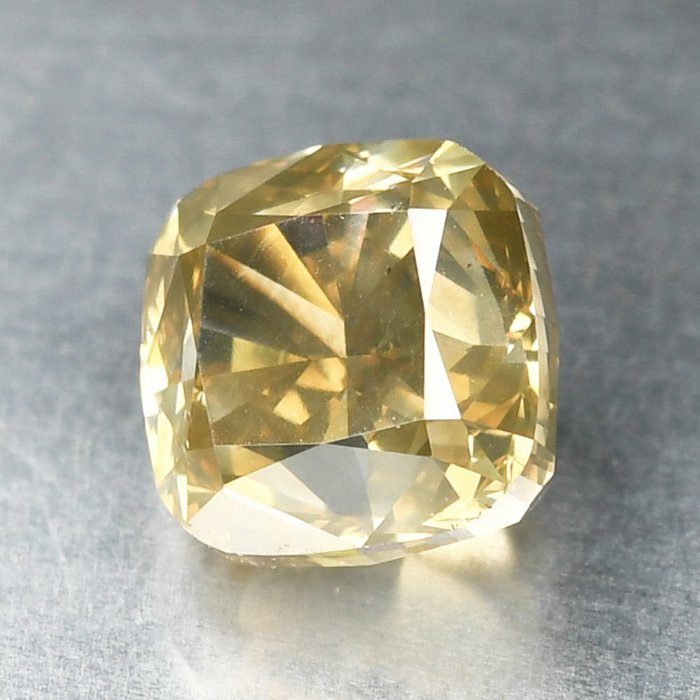 Diamant - 1.62 ct - Pude  Firkantet Pude - Fancy Yellowish Grayish Brown - I1