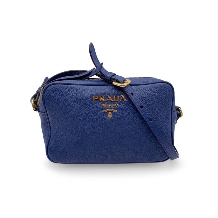 Prada - Blue Vitello Phenix Leather Crossbody Messenger Camera Bag - Crossbody-taske